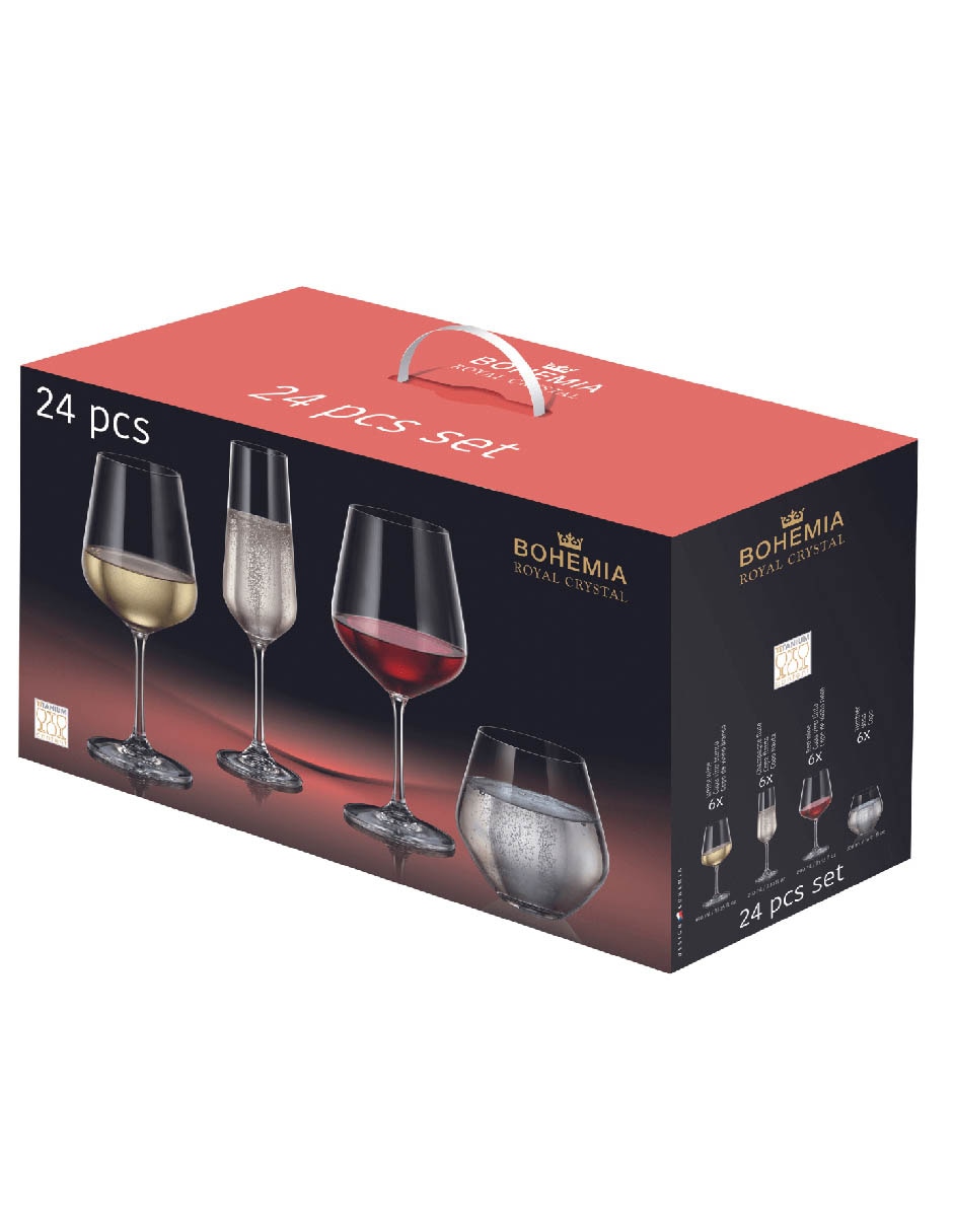 Set de copas Bohemia de cristal 24 piezas 7