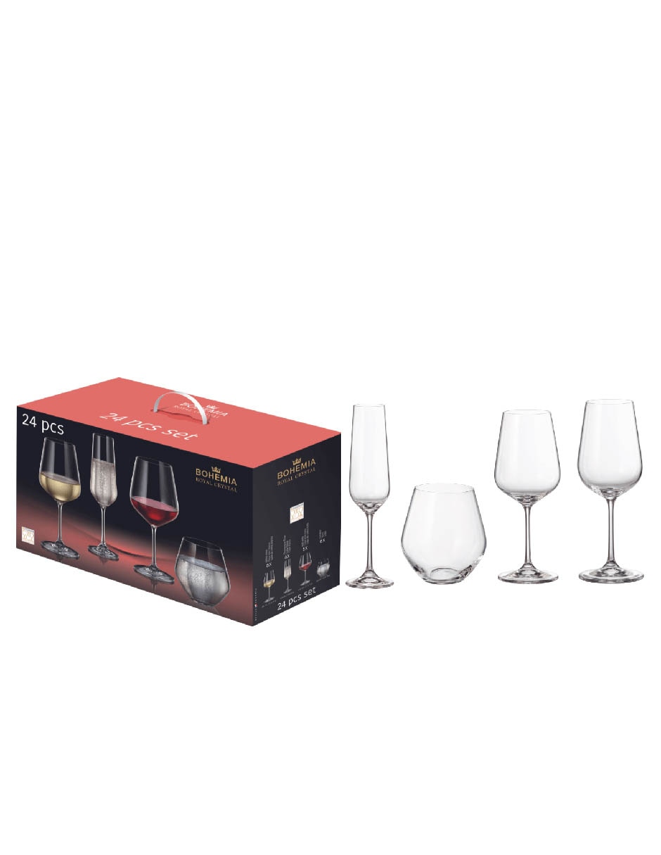 Set de copas Bohemia de cristal 24 piezas 3