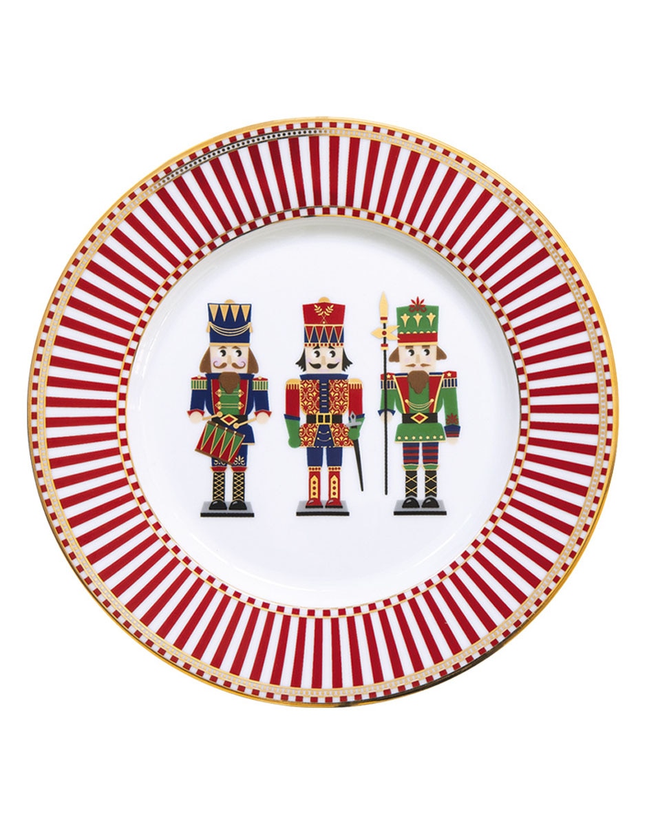Set De Plato Para Postre Navideño Nutcracker De Porcelana 4 Piezas 3