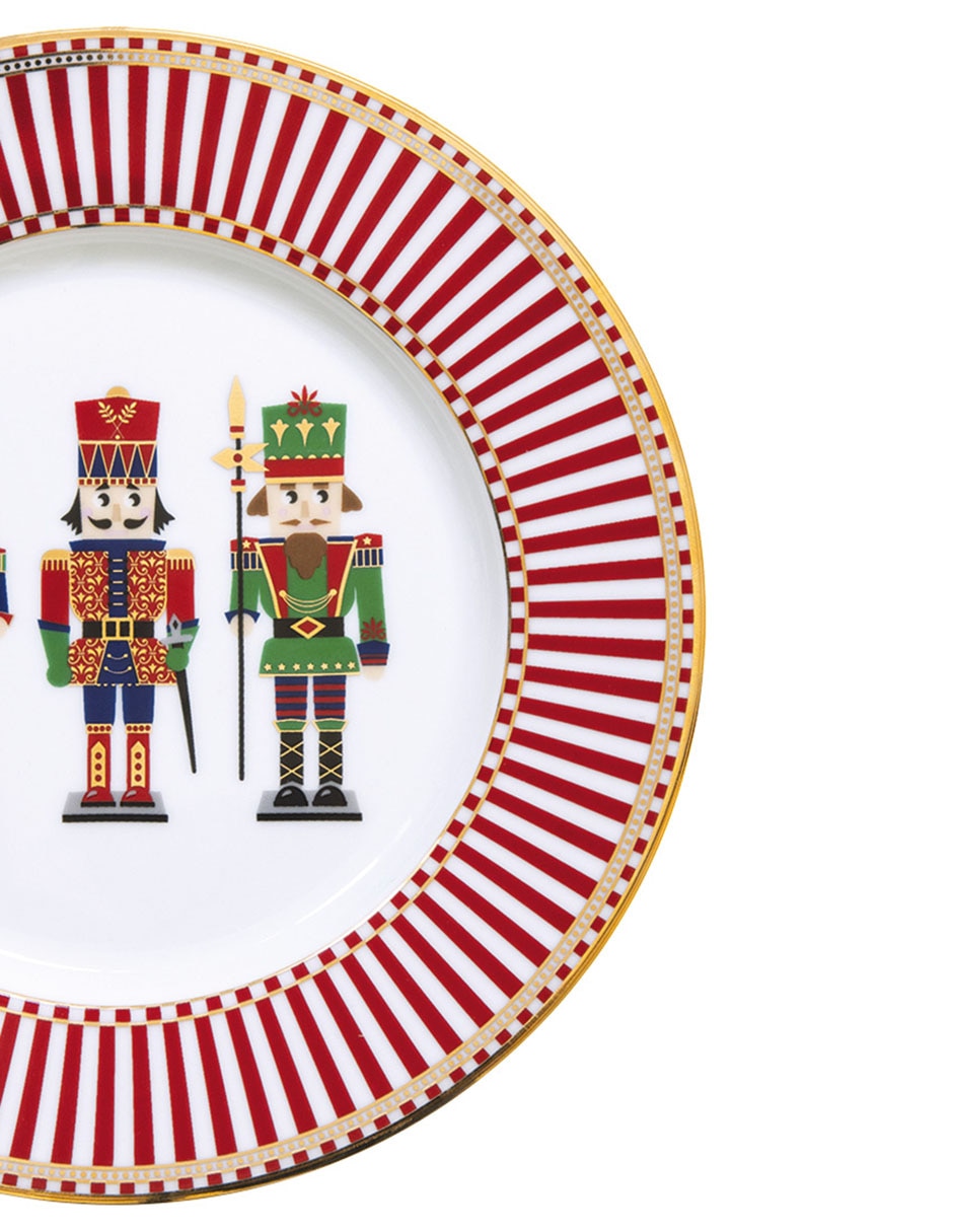 Set De Plato Para Postre Navideño Nutcracker De Porcelana 4 Piezas 2