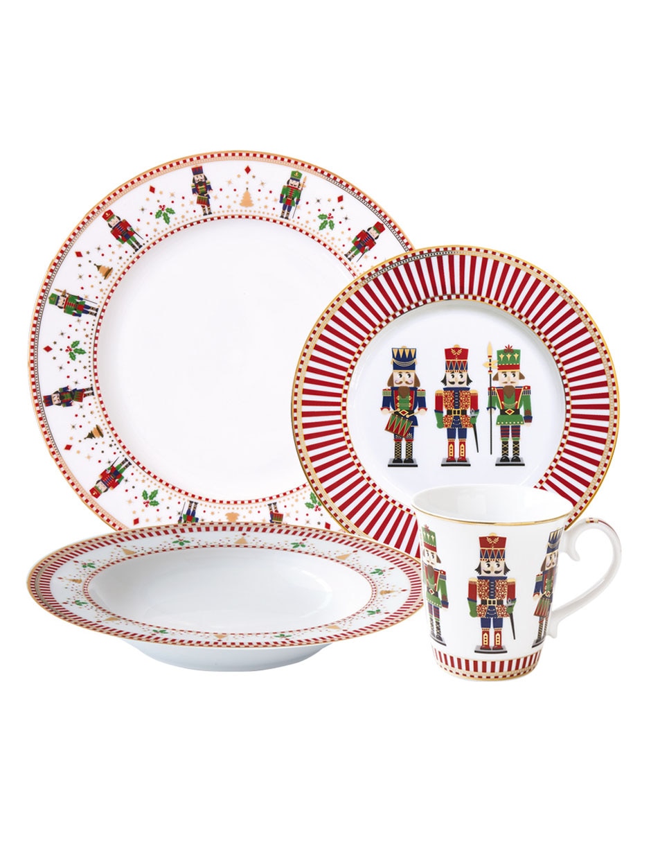 Vajilla Nutcracker de porcelana para 4 personas