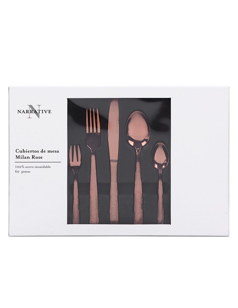 Set cubiertos N Narrative Milan de acero 60 piezas