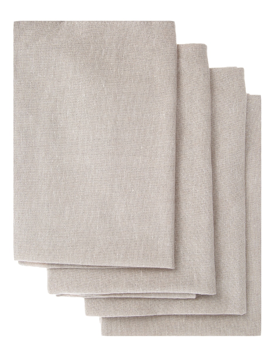 Set servilleta Oyster Metalic Luxury Linens de lino 4 piezas