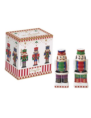 Salero y pimentero navideños Nutcracker de porcelana