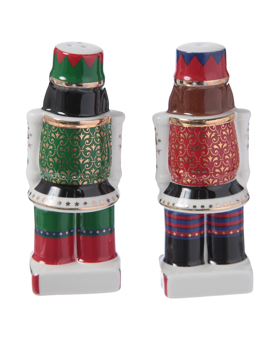 Salero y pimentero navideños Nutcracker de porcelana