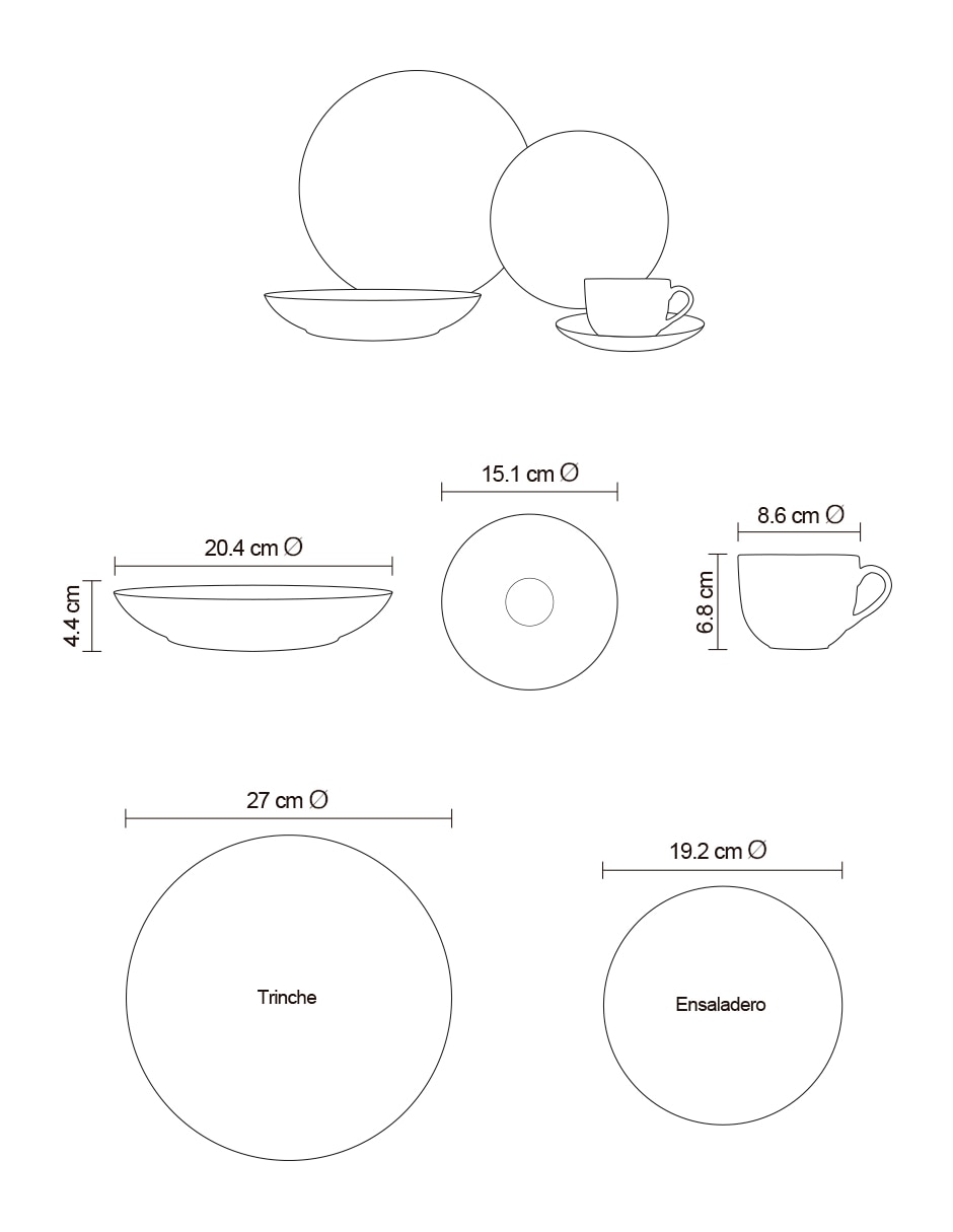 Vajilla cerrada Borja de porcelana para 4 personas 2