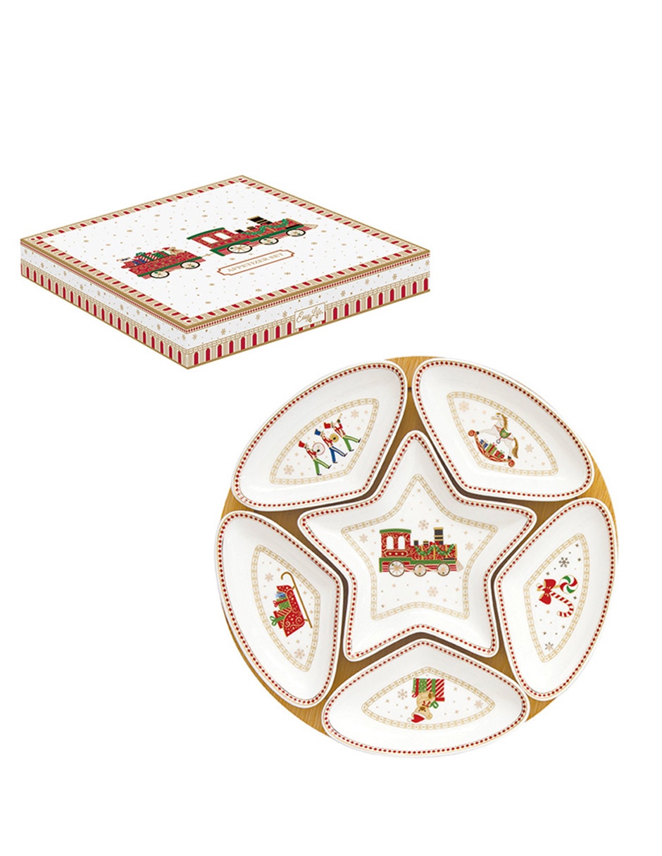 Botanero Polar Express de Porcelana con 6 divisiones Botanero Polar Express de Porcelana con 6 divisiones