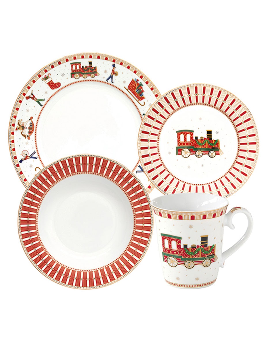 Vajilla N Narrative Polar Express de porcelana para 4 personas