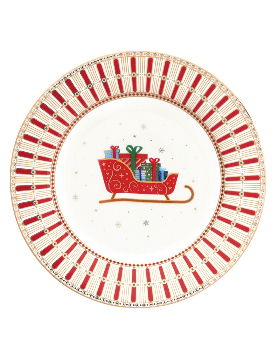 Set de plato para postre navideño Polar Express de porcelana 4 piezas 3