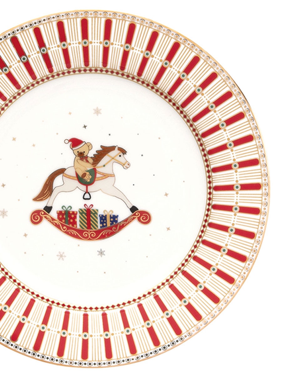 Set de plato para postre navideño Polar Express de porcelana 4 piezas