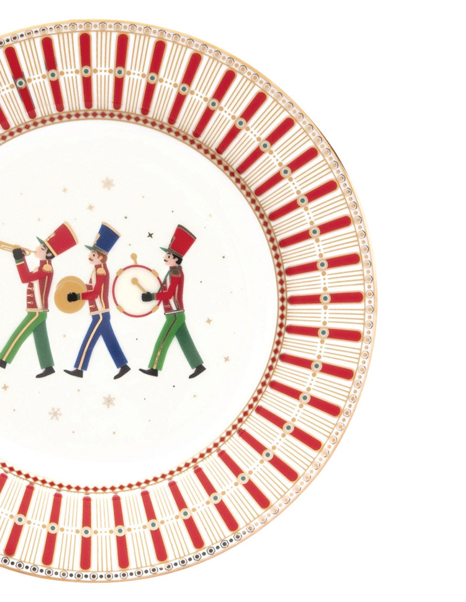 Set de plato para postre navideño Polar Express de porcelana 4 piezas 6