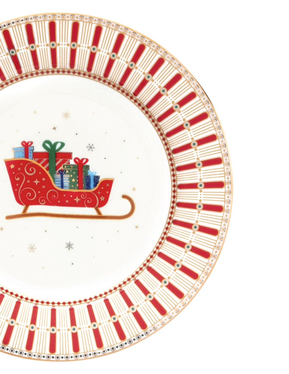 Set de plato para postre navideño Polar Express de porcelana 4 piezas 7
