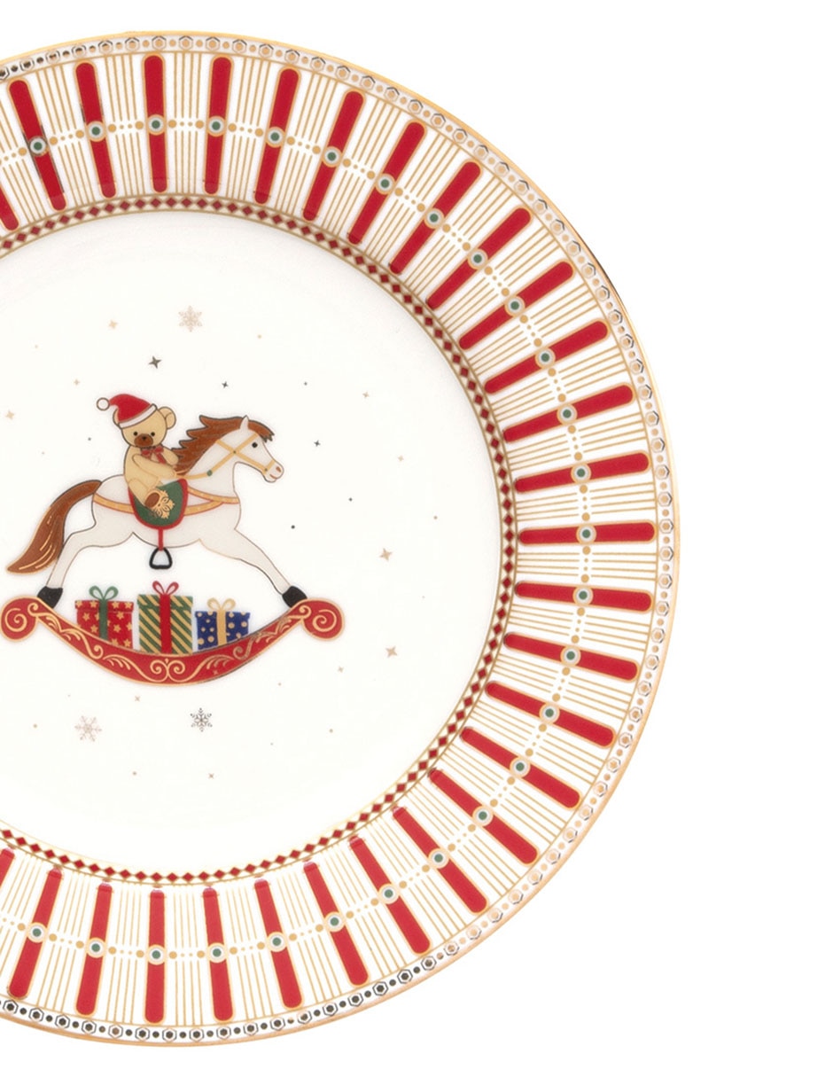 Set de plato para postre navideño Polar Express de porcelana 4 piezas 9
