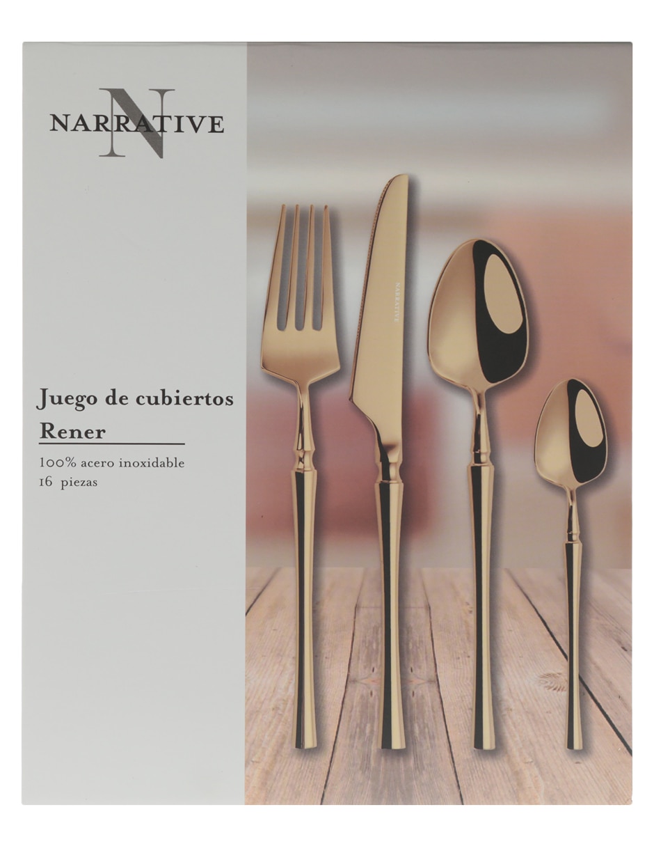 Set cubiertos N Narrative Rener de acero inoxidable 16 piezas