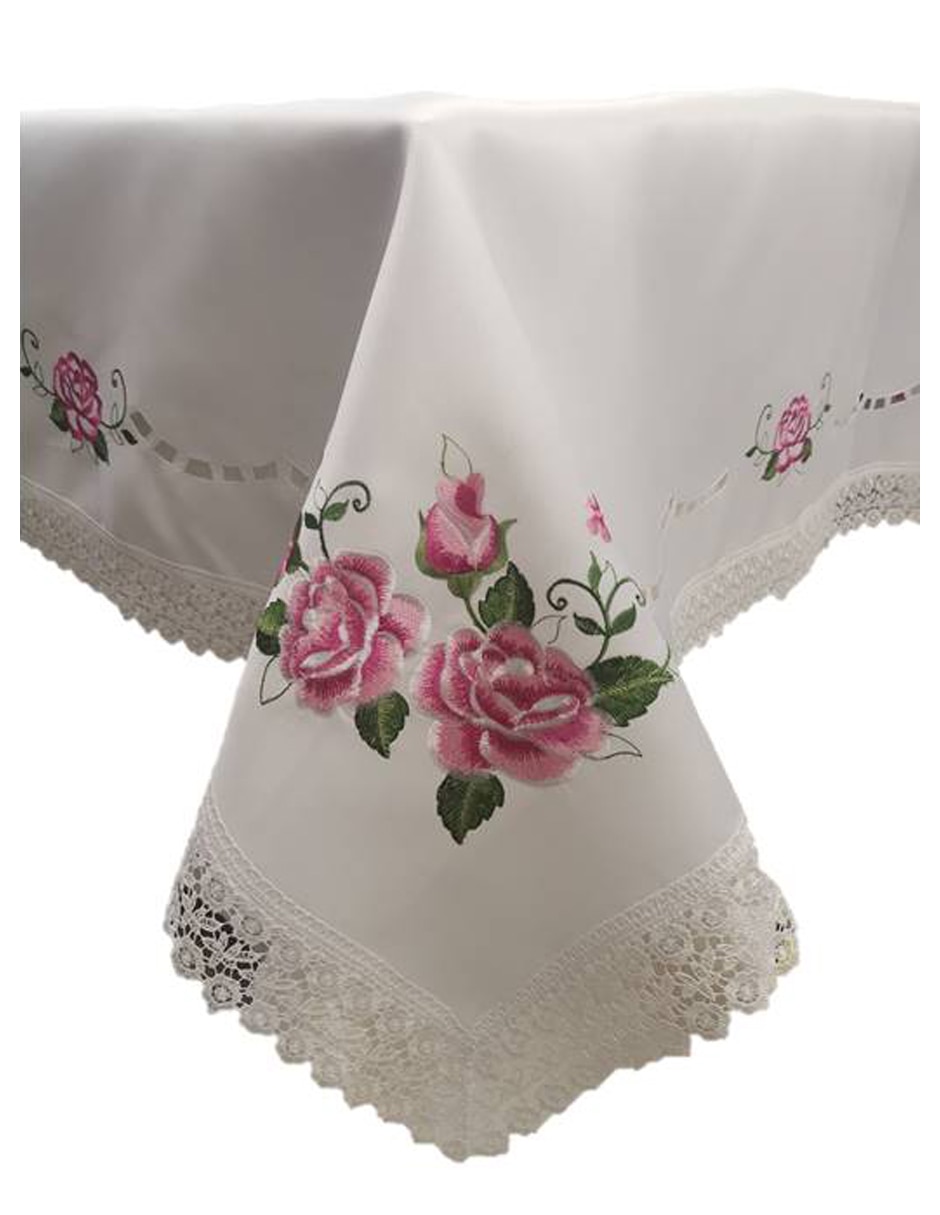 Mantel cuadrado de poliéster Rosas 3 Mantel cuadrado de poliéster Rosas 3