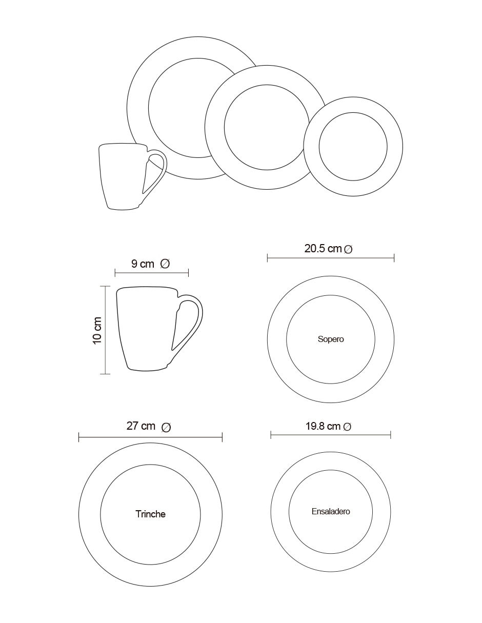 Vajilla cerrada trente de porcelana para 4 personas 4
