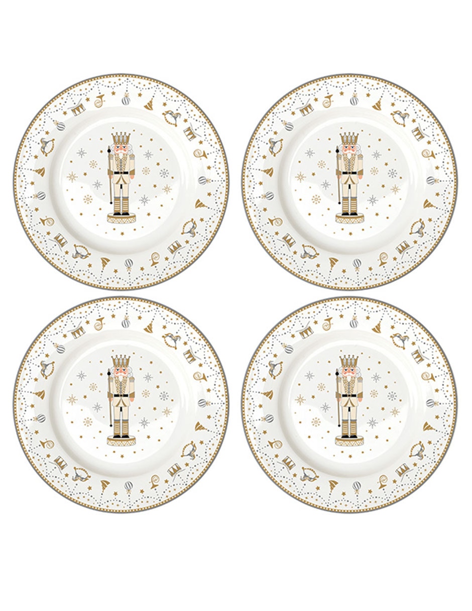 Set de plato para postre Royal Nutcracker de porcelana 4 piezas