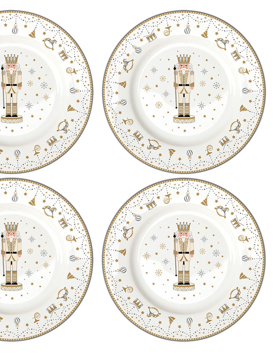Set de plato para postre Royal Nutcracker de porcelana 4 piezas