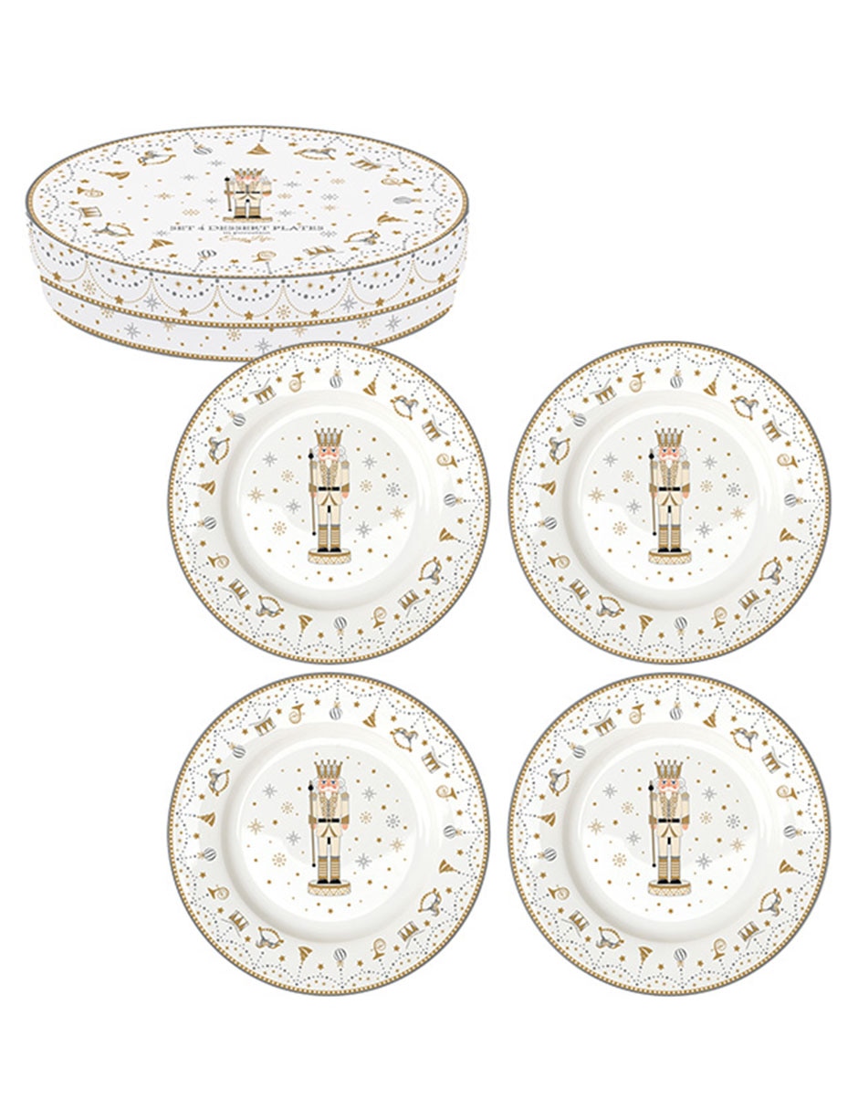 Set de plato para postre Royal Nutcracker de porcelana 4 piezas