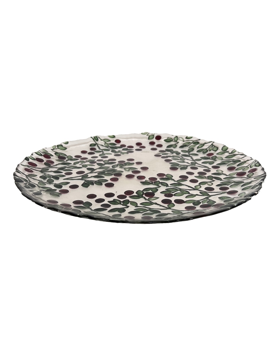 Plato base navideño N Narrative Berry de vidrio