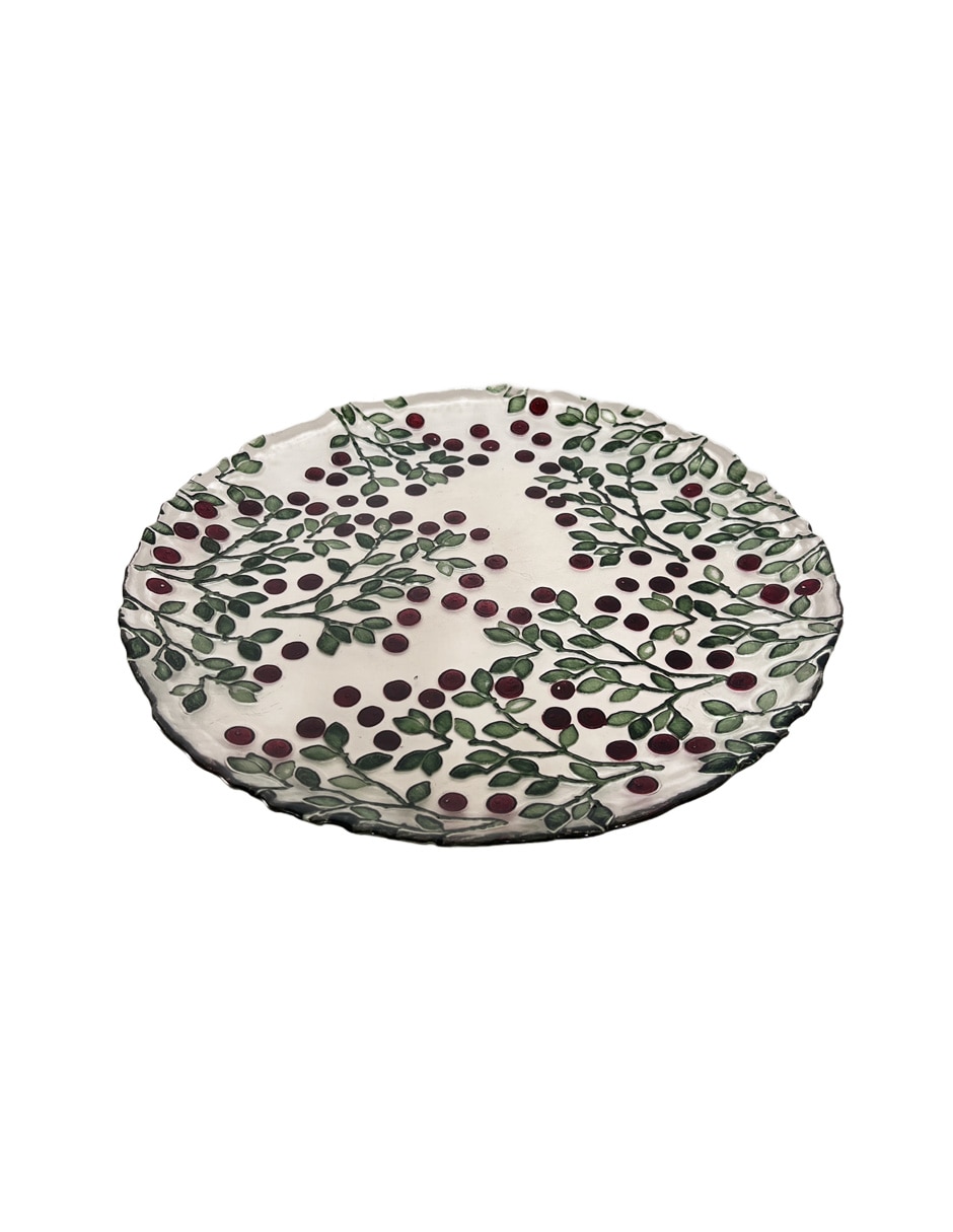 Plato base navideño Berry de vidrio 2