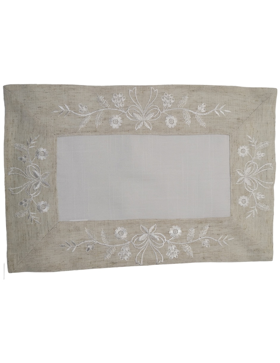 Mantel rectangular de lino Rustico 1