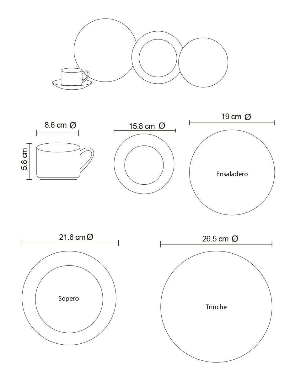 Vajilla cerrada gricelda de porcelana para 4 personas 3