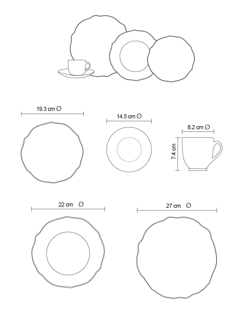 Vajilla cerrada kamilla de porcelana para 4 personas 3