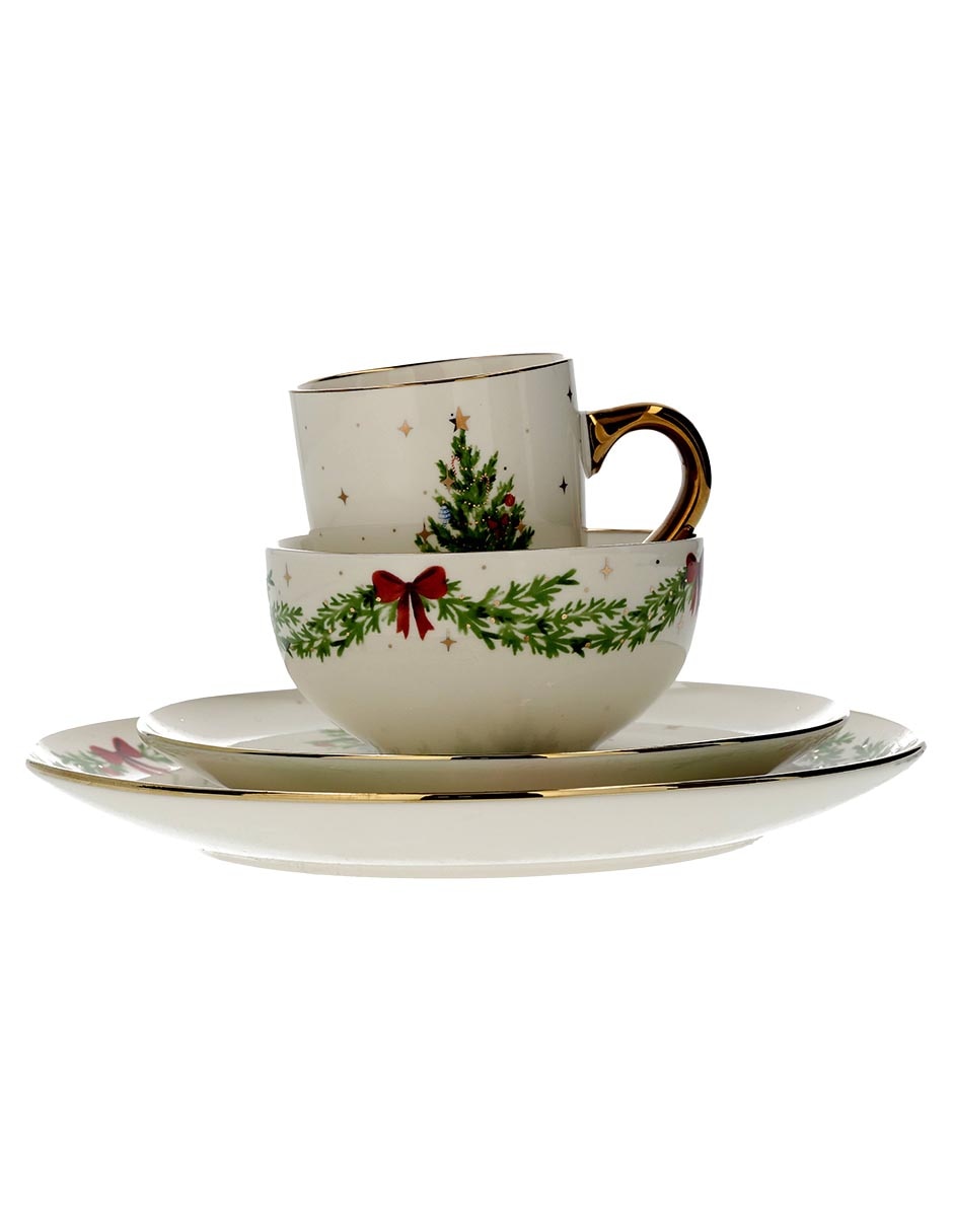Vajilla cerrada navidad de porcelana para 4 personas Vajilla cerrada navidad de porcelana para 4 personas
