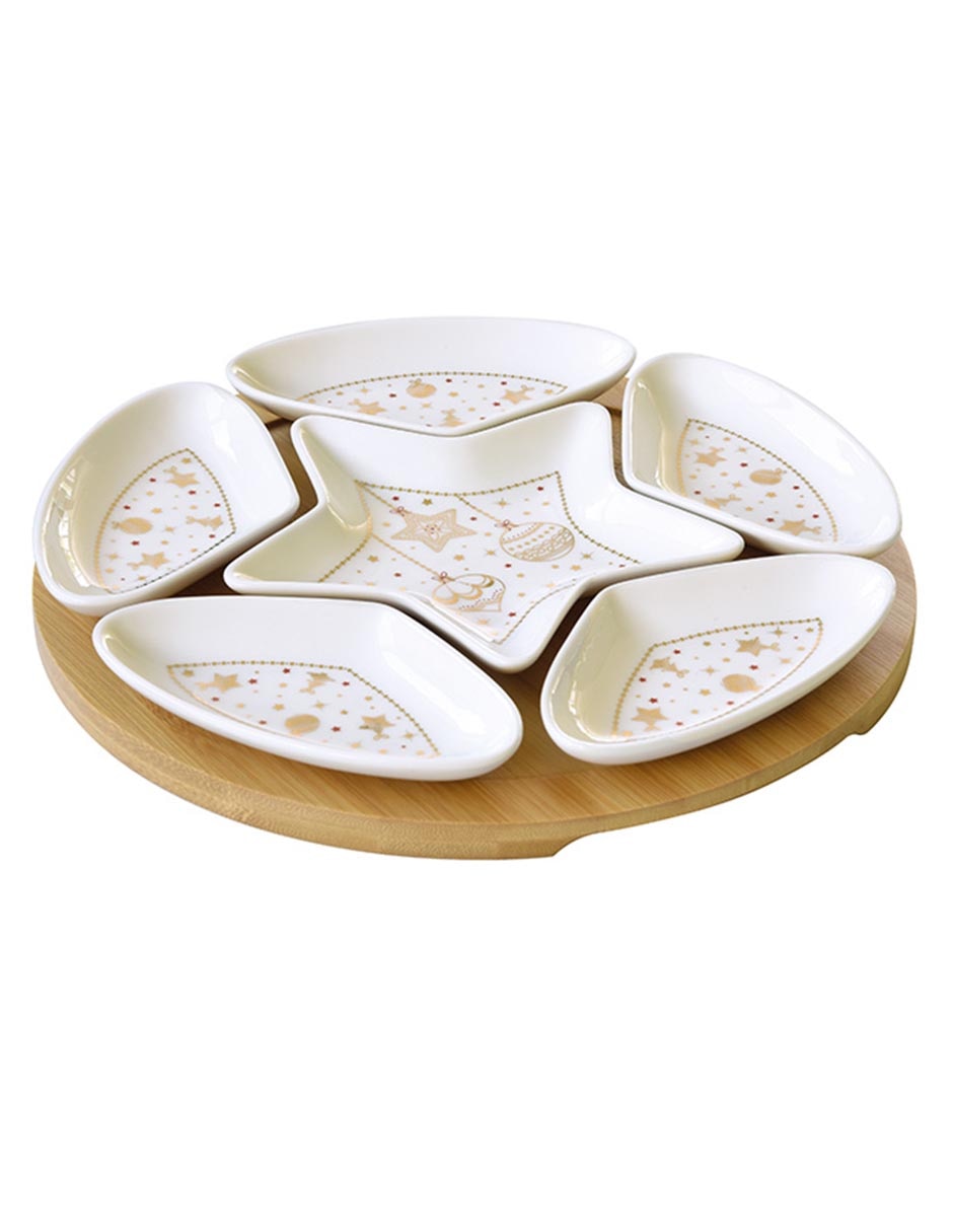 Set botanero navideño Christmas Lights de porcelana