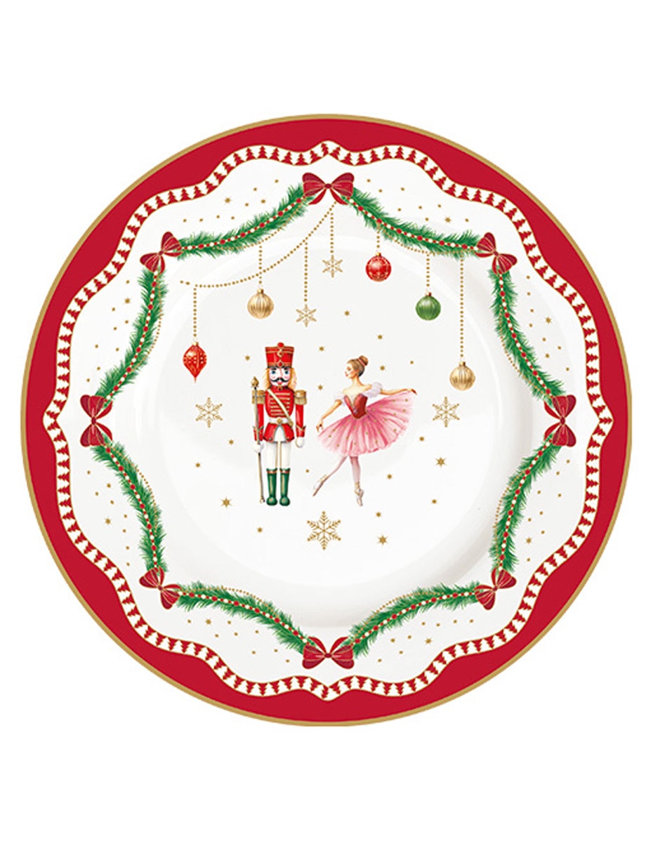 Vajilla cerrada navideña Magie de Noël de porcelana para 4 personas