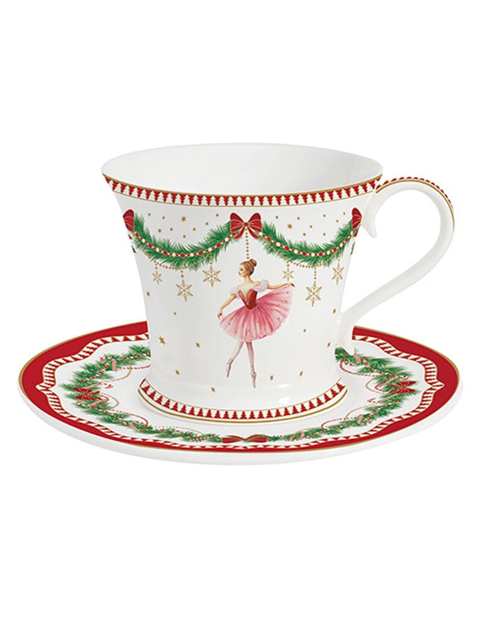 Vajilla cerrada navideña Magie de Noël de porcelana para 4 personas