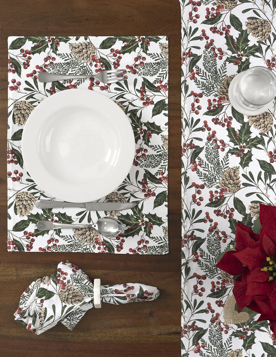 Set mantel individual navideño rectangular de algodón Navisa 2