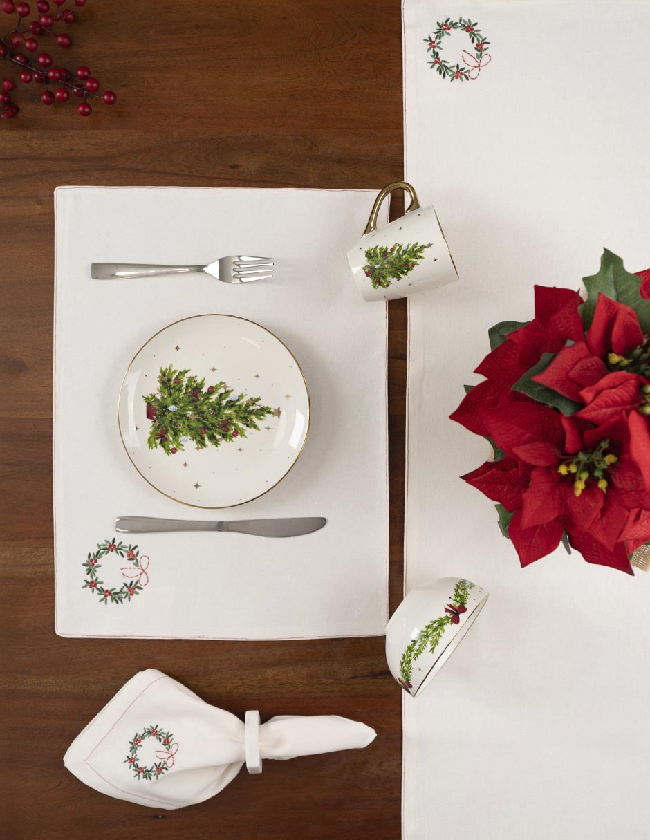 Set mantel individual rectangular de algodón Coranta Navidad