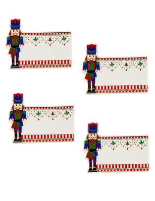 Set de portanombre navideño Classic Nutcracker forma rectangular de porcelana