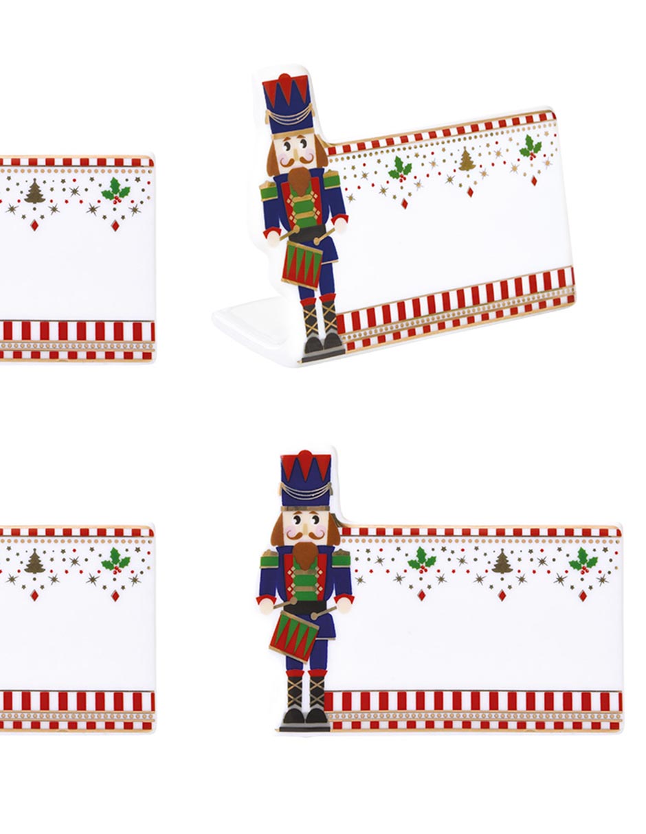 Set de portanombre navideño Classic Nutcracker forma rectangular de porcelana 5