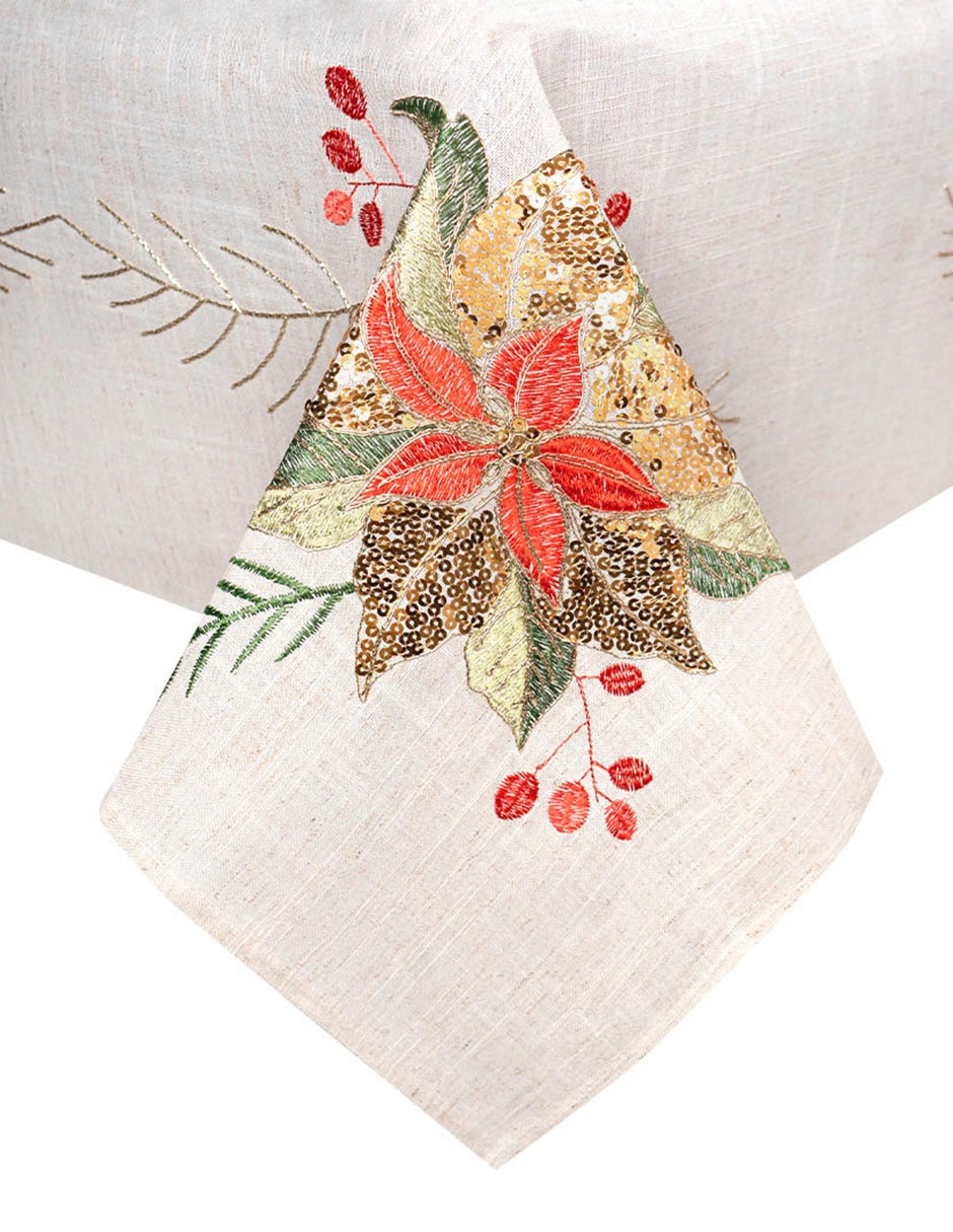 Mantel navideño rectangular nochebuenas Mantel navideño rectangular nochebuenas