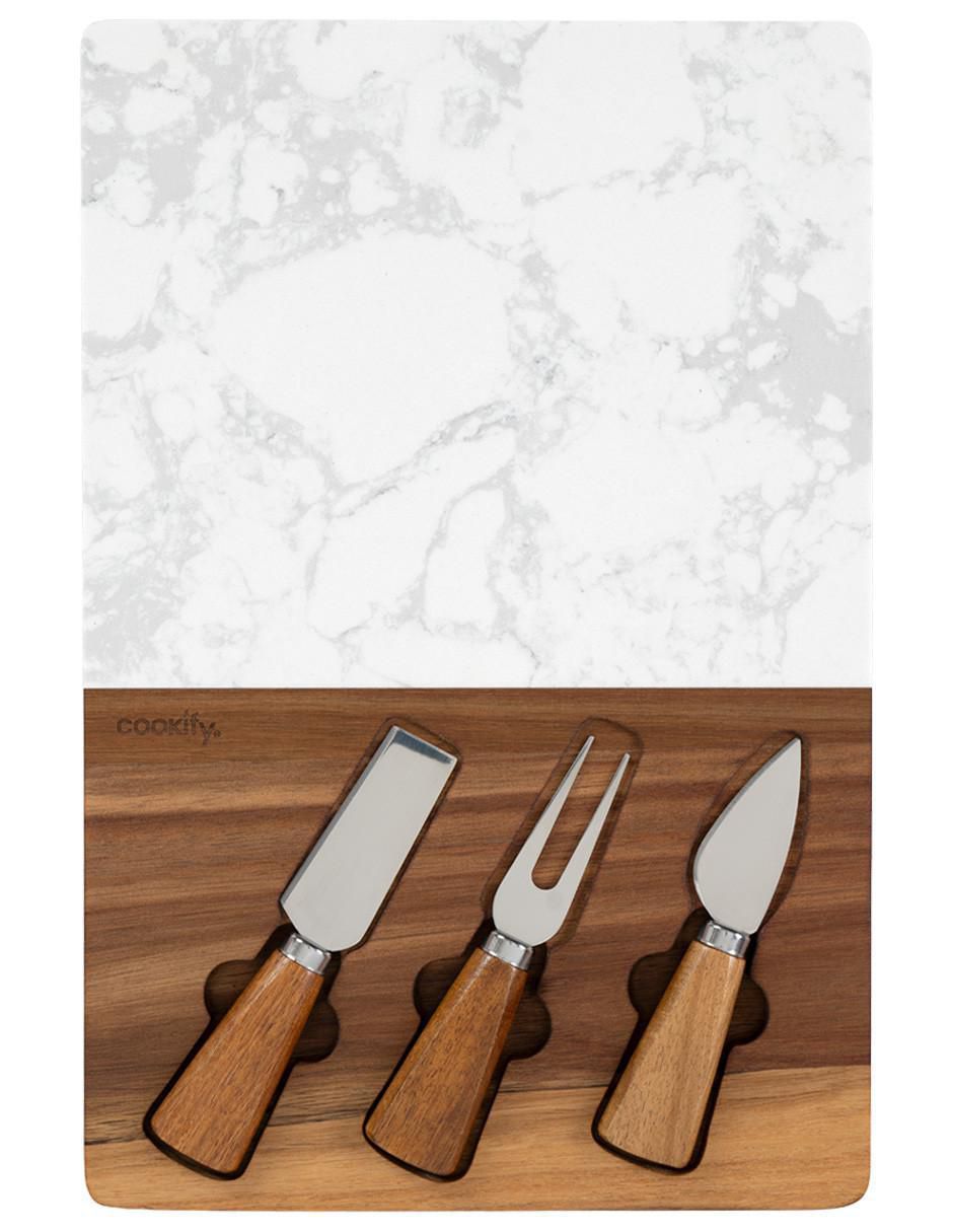 Set tabla para queso de madera y mármol Set tabla para queso de madera y mármol