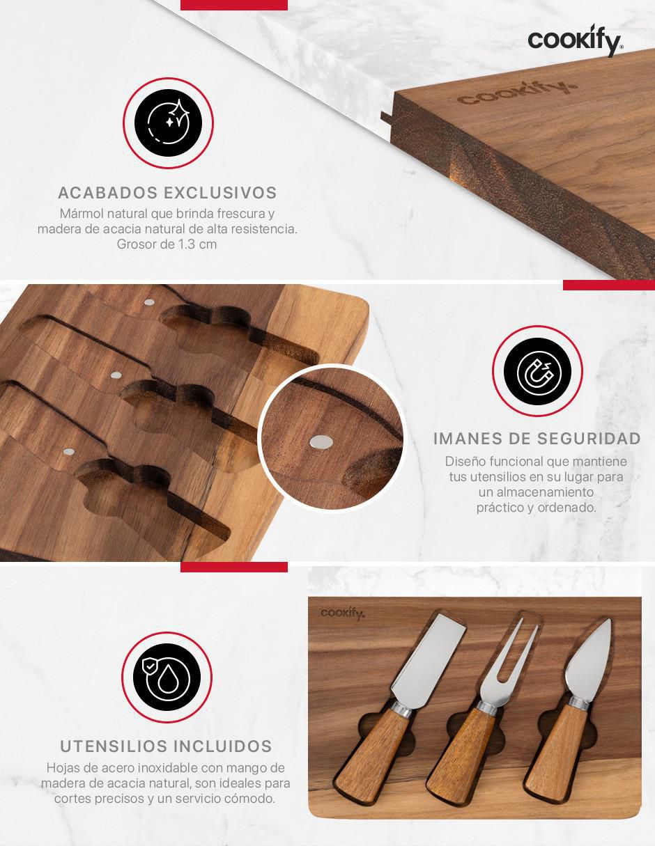 Set tabla para queso de madera y mármol 2