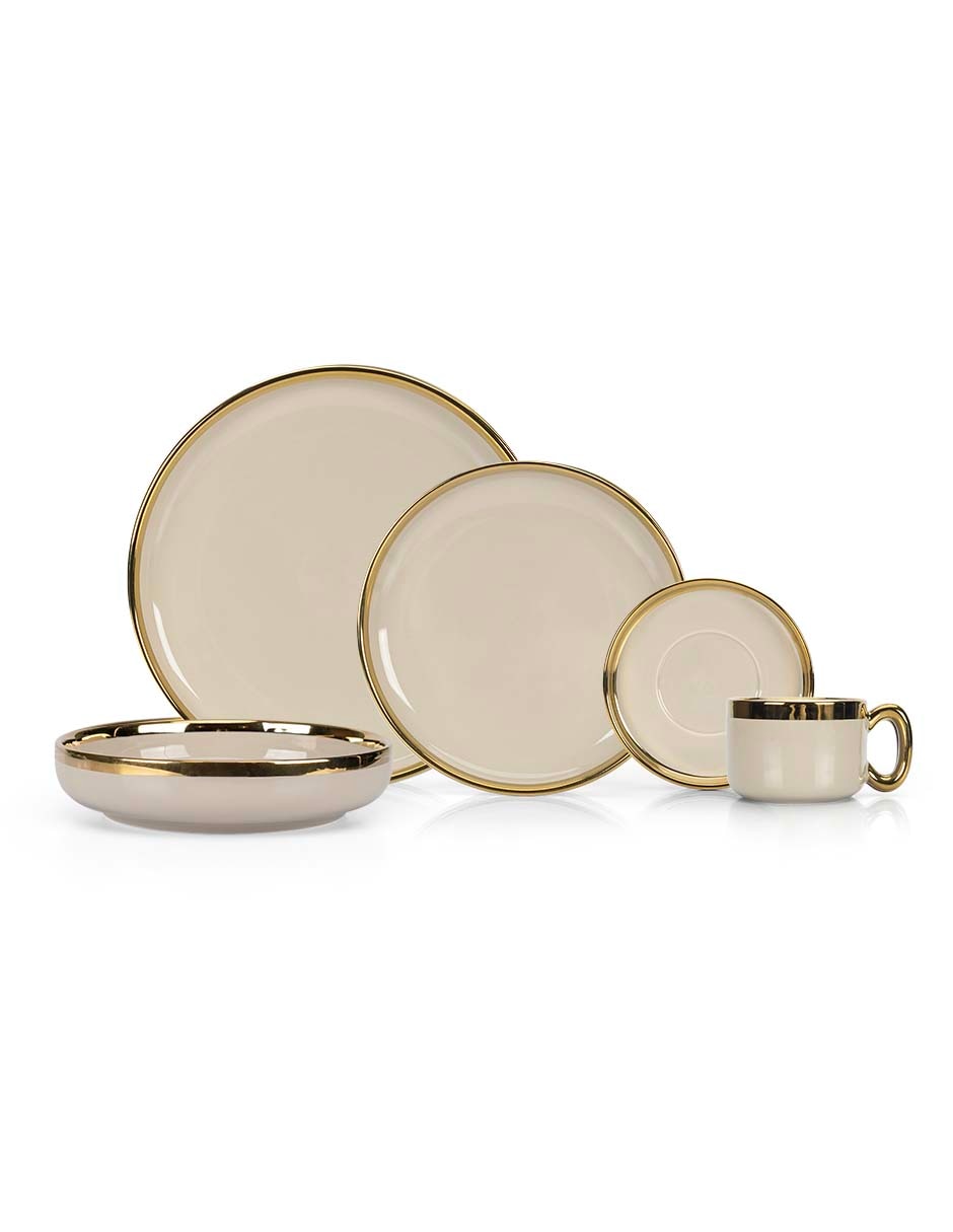 Vajilla greigegold de porcelana para 4 personas Vajilla greigegold de porcelana para 4 personas