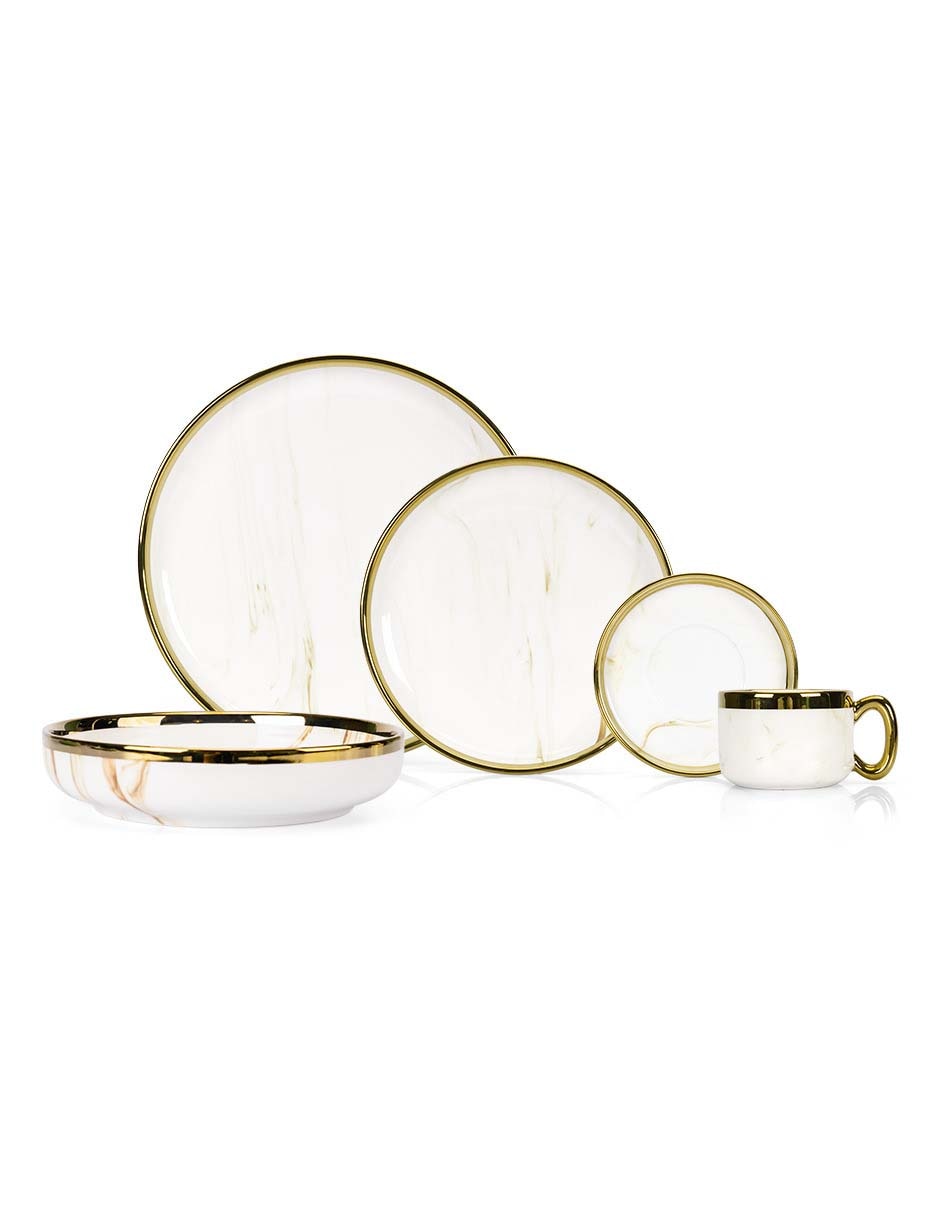 Vajilla cerrada silanabeige de porcelana para 4 personas