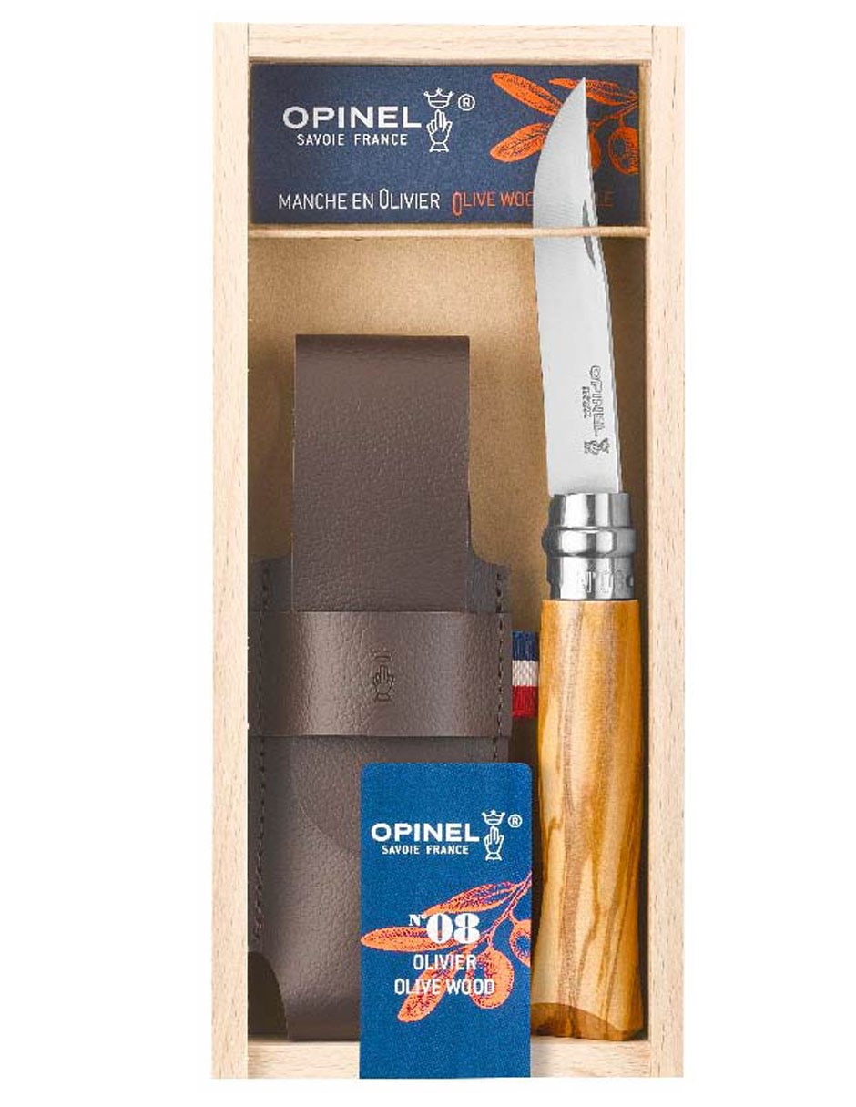 Navaja de madera de olivo con funda elegante