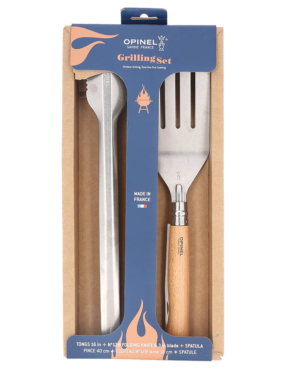 Set de cuchillo plegable y utensilios para asado y barbacoa 3 piezas