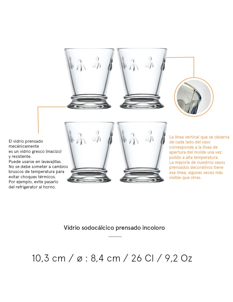 Set de vasos para agua La Rochere Abeille de vidrio con 4 piezas 4