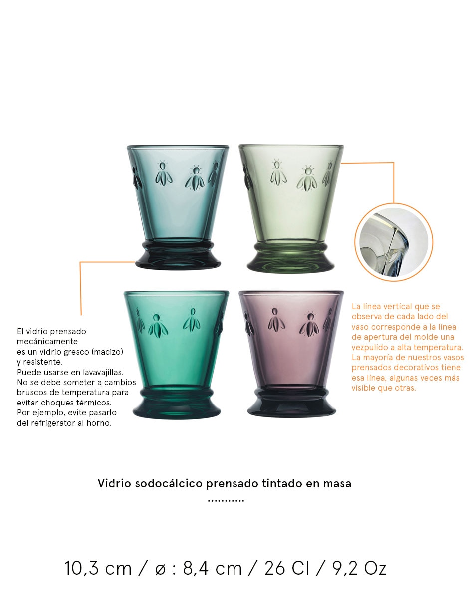 Set de vasos para agua La Rochere Abeille de vidrio con 4 piezas 4