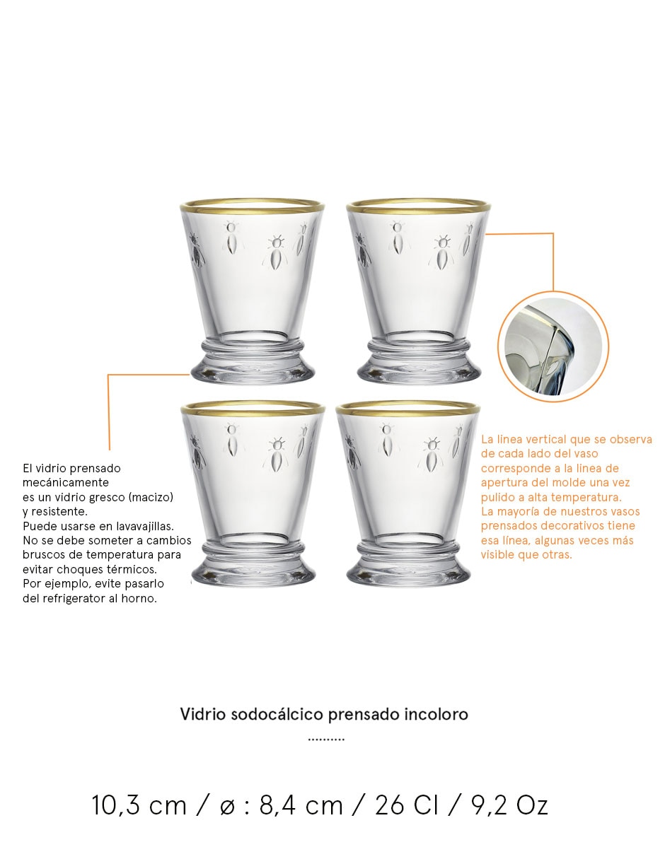 Set de vasos para agua La Rochere Abeille de vidrio con 4 piezas 4