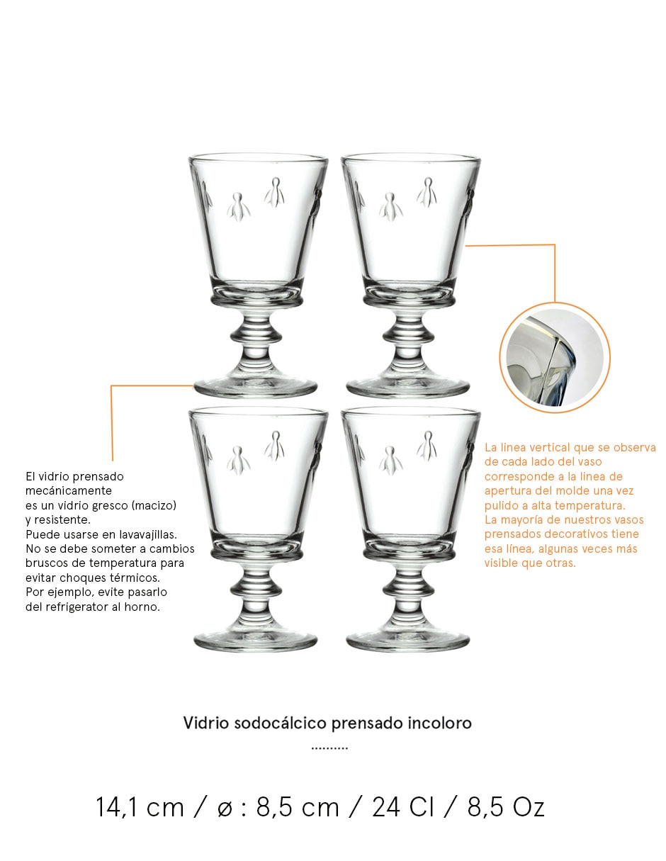 Set de copas para agua La Rochere de vidrio 4 piezas 6