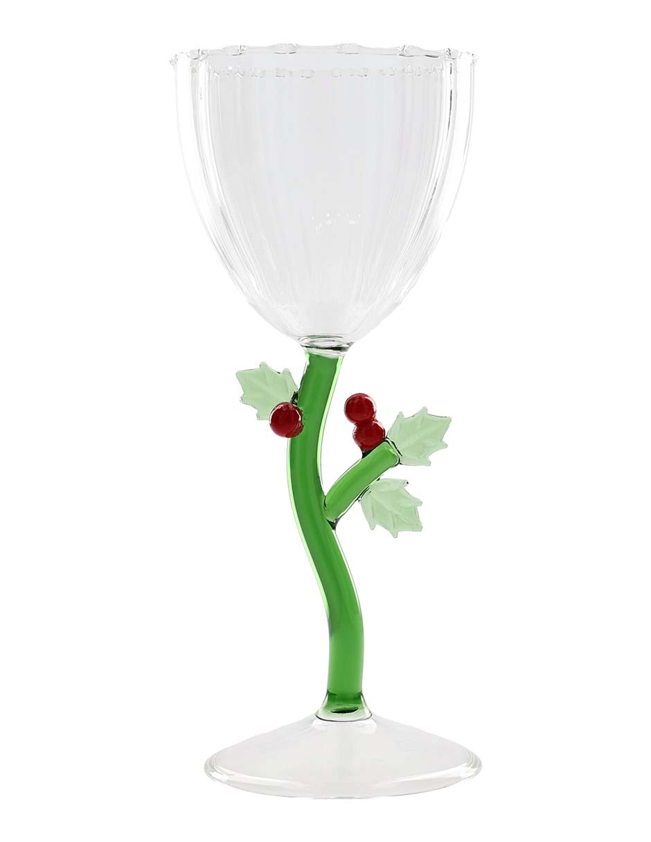 Copa para vino Navidad Botánica de cristal