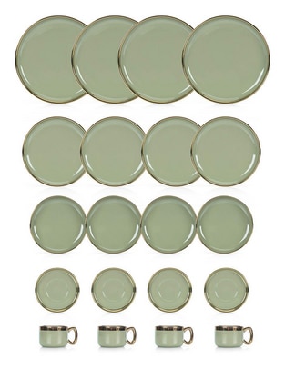 Vajilla cerrada vertgold de porcelana para 4 personas