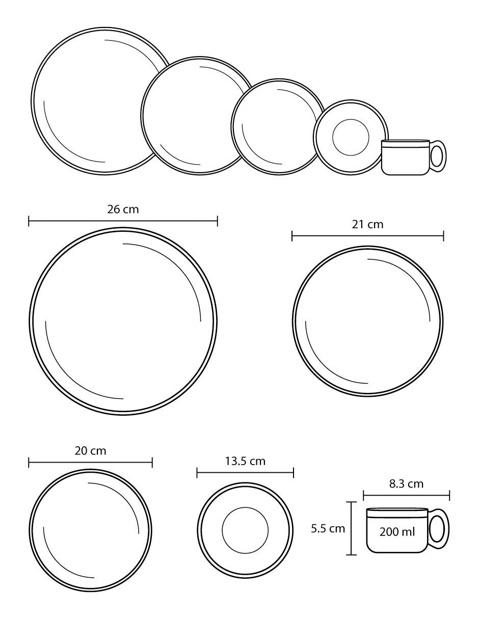 Vajilla cerrada Columbia de porcelana para 4 personas 3